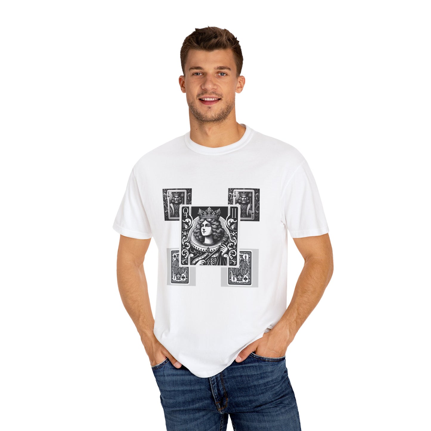 Unisex Garment-Dyed T-shirt -  King, Queen, and Jack playing cards